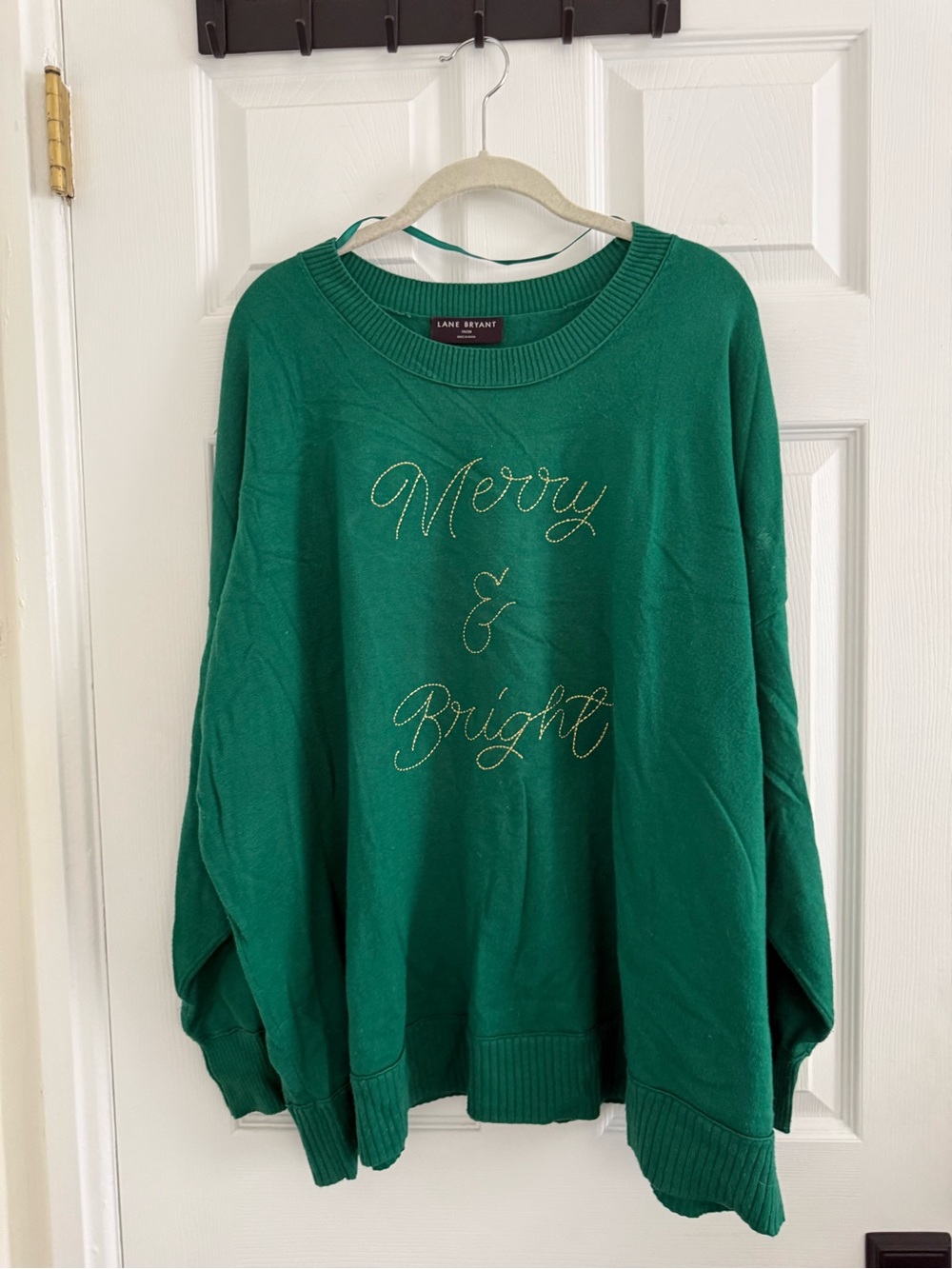 Lane Bryant Green 'Merry & Bright' Crewneck Sweater - 26/28